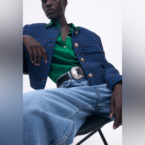 Zara textured houndstooth Blazer - Picture 5 of 11